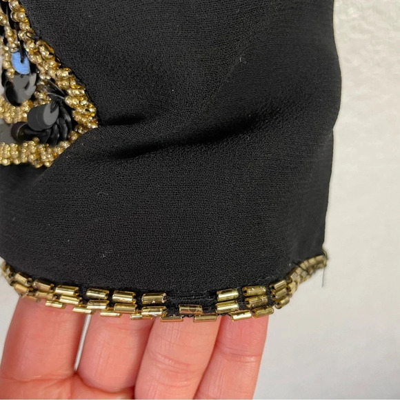 NWT Indigo Moon Floral Beaded Black and Gold Cropped Evening Jacket Size XL Boho - Picture 13 of 13